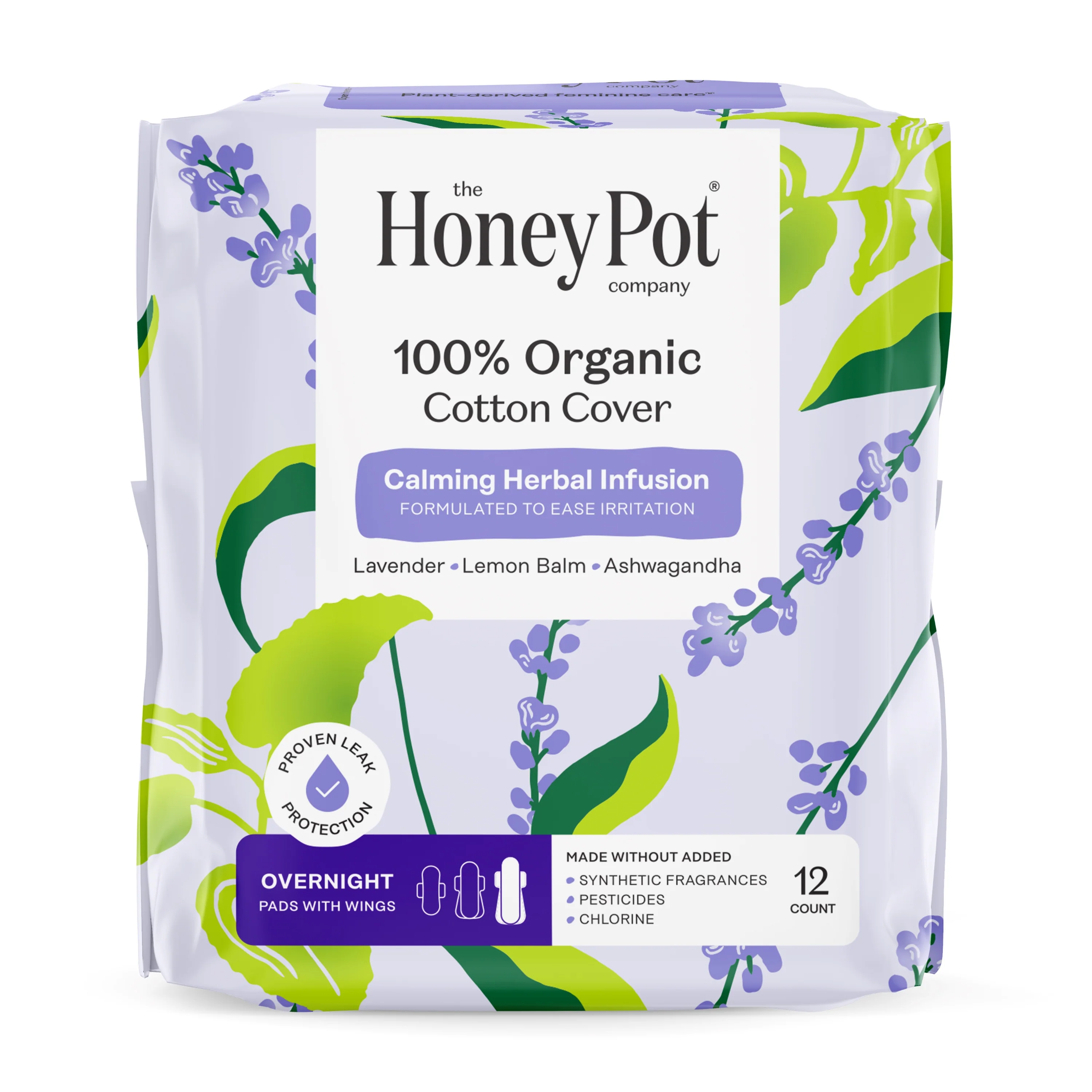 Overnight Pads - 100% Organic Cotton Cover Calming Herbal Infusion